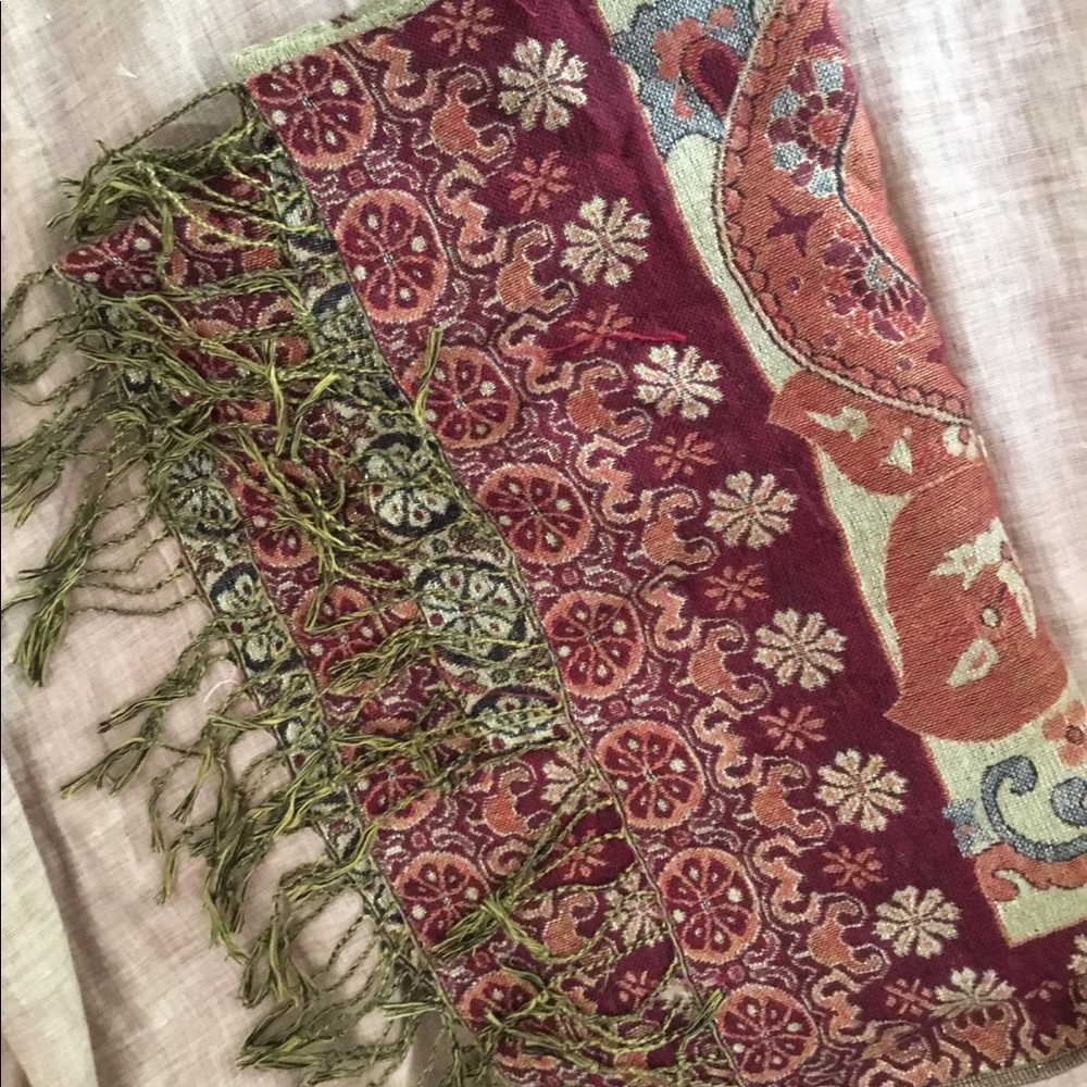 Red and gold pashmina scarf